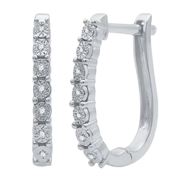 1/10 CT. T.W. Diamond Hoop and Stud Earring Set in Sterling Silver - Picture 3 of 6
